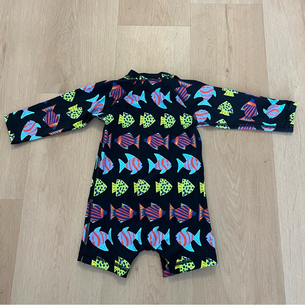 Hanna Andersson One Piece Swimsuit Rash Guard Fish 12-18 months - Picture 8 of 9